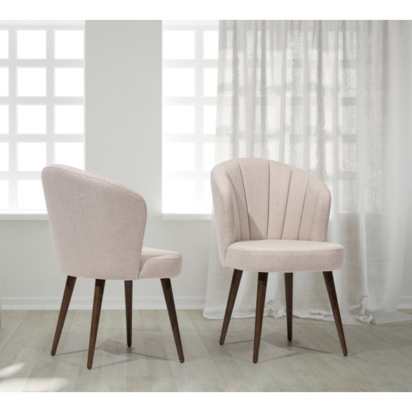 Corrigan Studio® Lydia Dining Chair Set of 2 Walnut Finish Upholstered